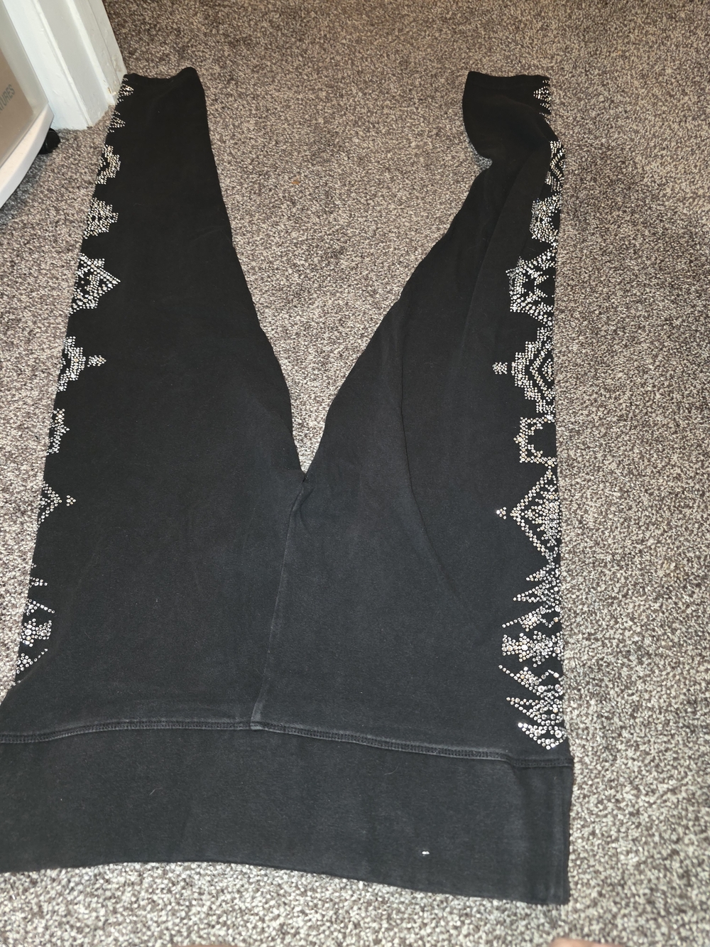 PINK Victoria's Secret Black Leggings with Silver Stud Pattern